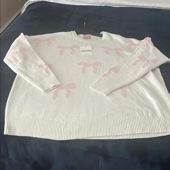 NWT MUMU pink bow sweater - Picture 7 of 8